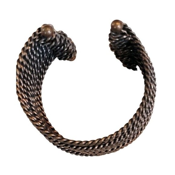 Antiqued Finish Copper Twisted Design Multi Layer Cuff Bracelet 2" Wide - Picture 3 of 4